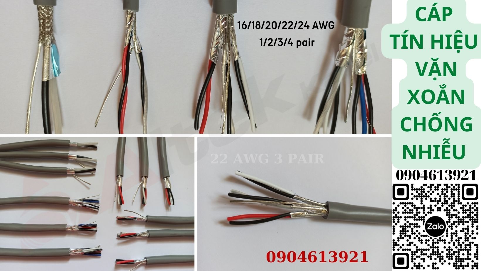 Phân phối cáp tín hiệu vặn xoắn chống nhiễu AWG 