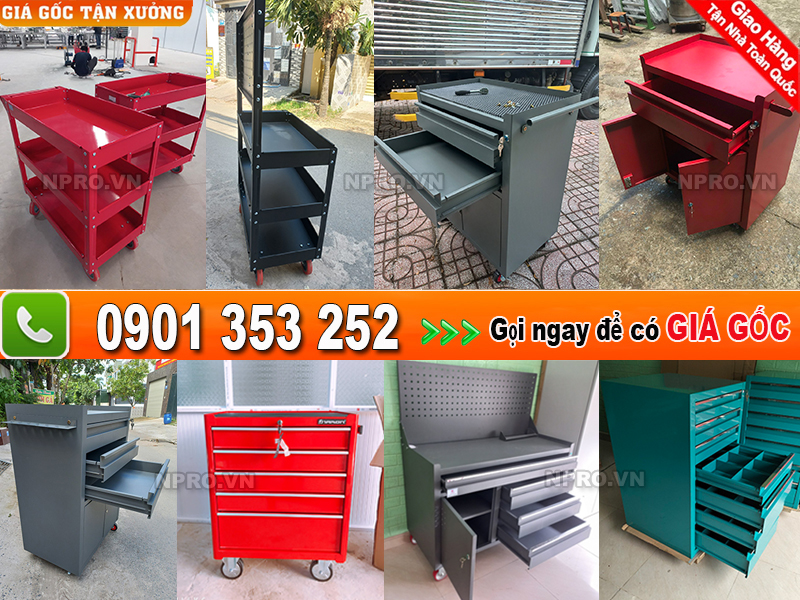 Xe đẩy dụng cụ kết hợp hộc tủ 1 ngăn kéo