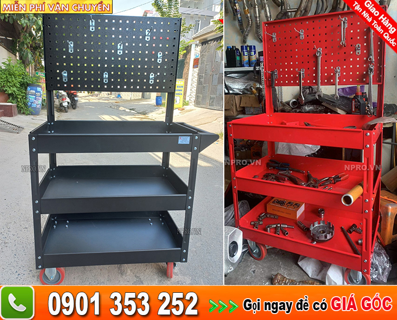 Xe đẩy dụng cụ kết hợp hộc tủ 1 ngăn kéo