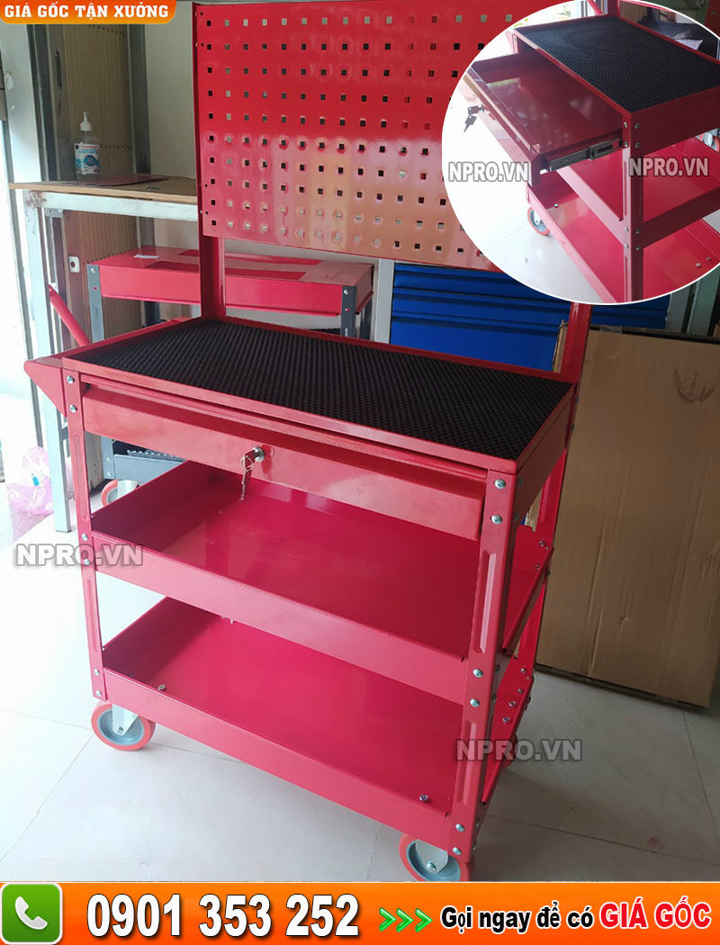 Xe đẩy dụng cụ kết hợp hộc tủ 1 ngăn kéo