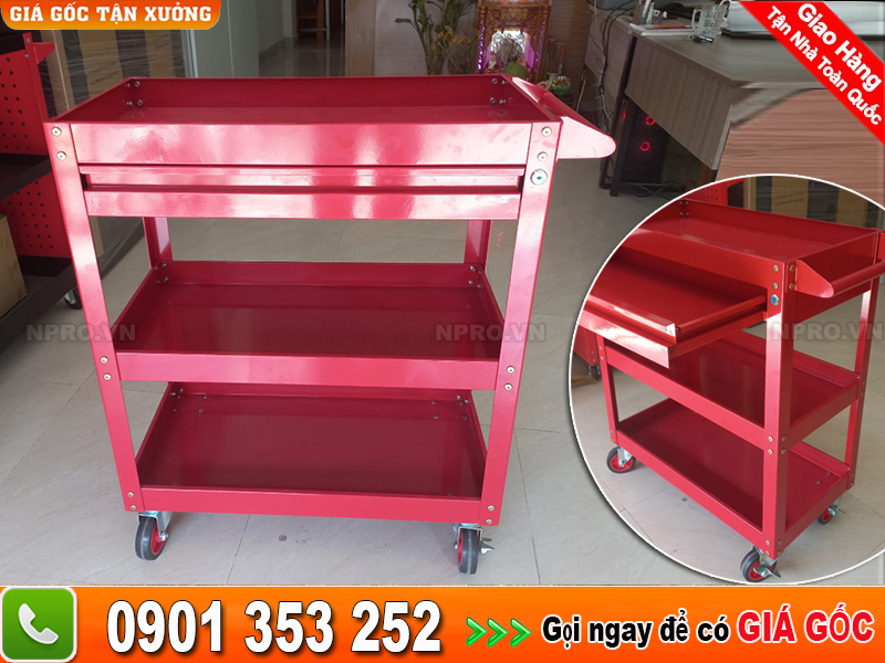 Xe đẩy dụng cụ kết hợp hộc tủ 1 ngăn kéo