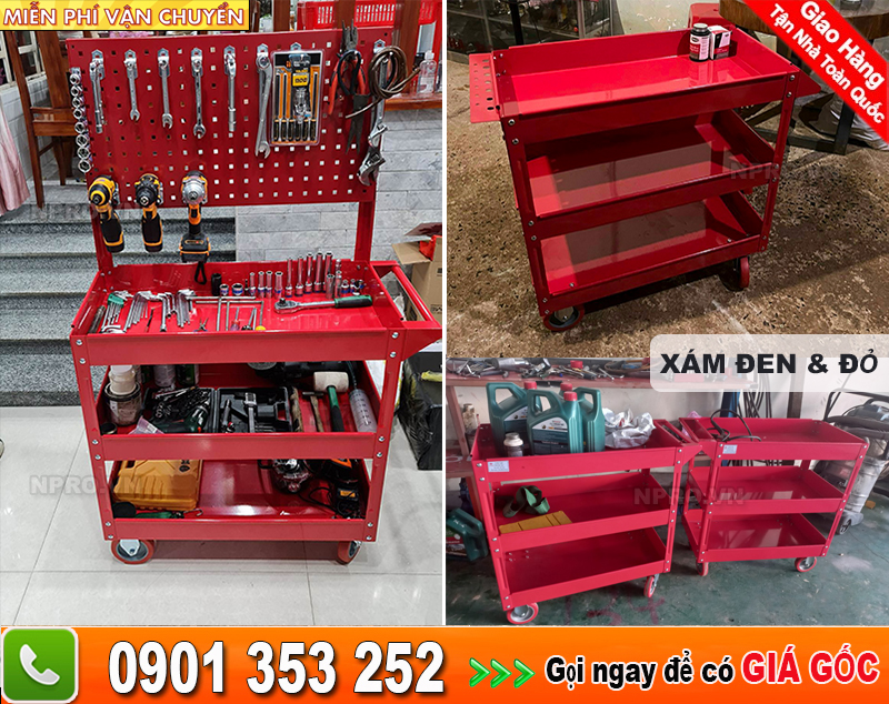 Xe đẩy dụng cụ kết hợp hộc tủ 1 ngăn kéo