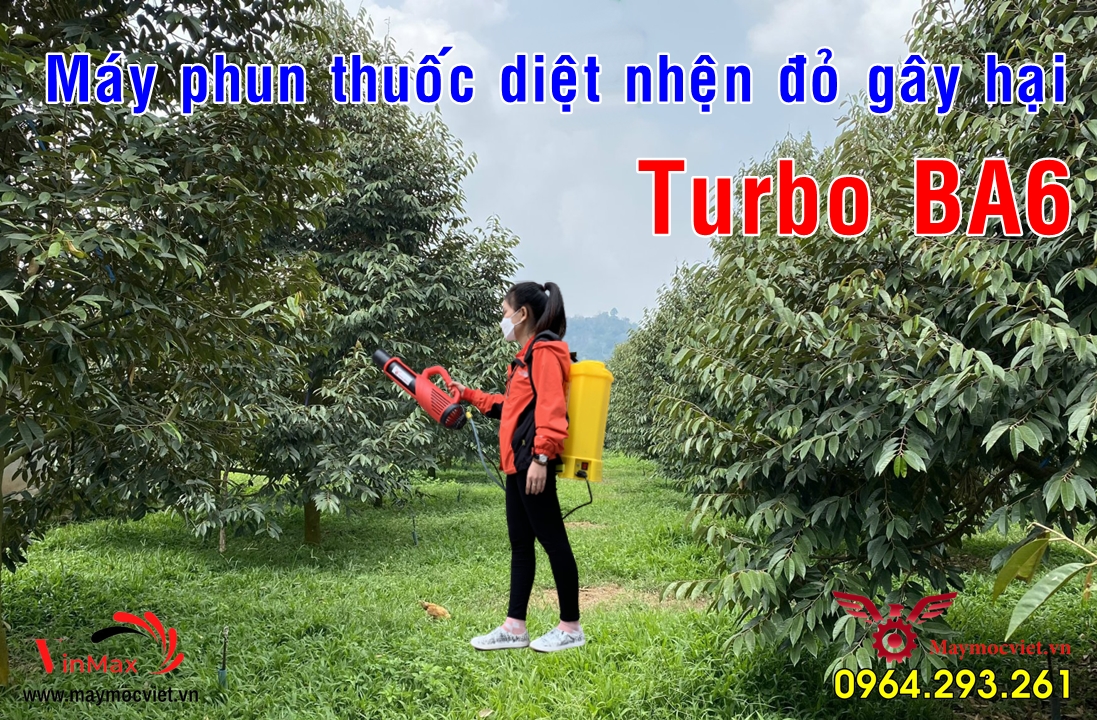 Máy phun diệt trừ nhện đỏ gây hại trên cây sâu riêng Turbo BA6