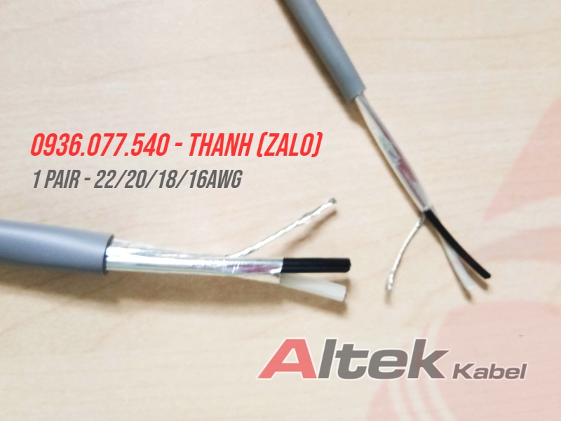 1P20AWG - Cáp tín hiệu Altek Kabel - cáp xoắn đôi AWG (Al Foil)