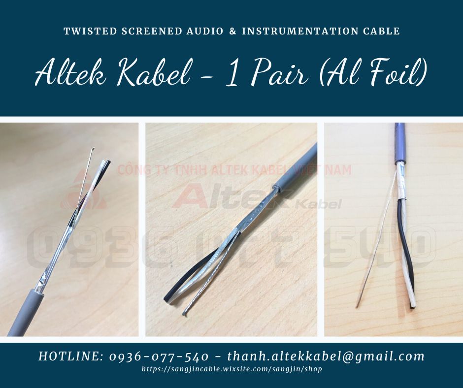 1P20AWG - Cáp tín hiệu Altek Kabel - cáp xoắn đôi AWG (Al Foil)