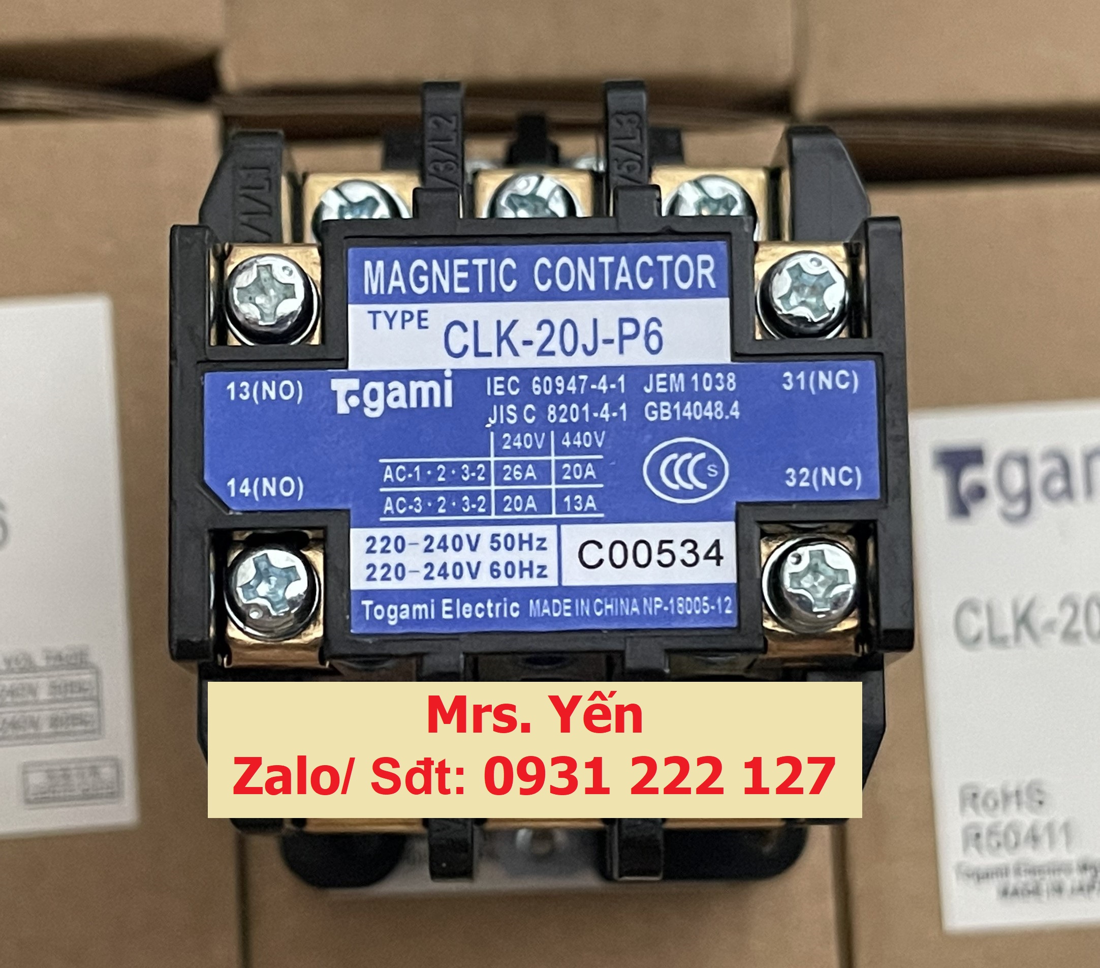CKL-20J-P6 Contactor Togami chính hãng giá rẻ toàn quốc