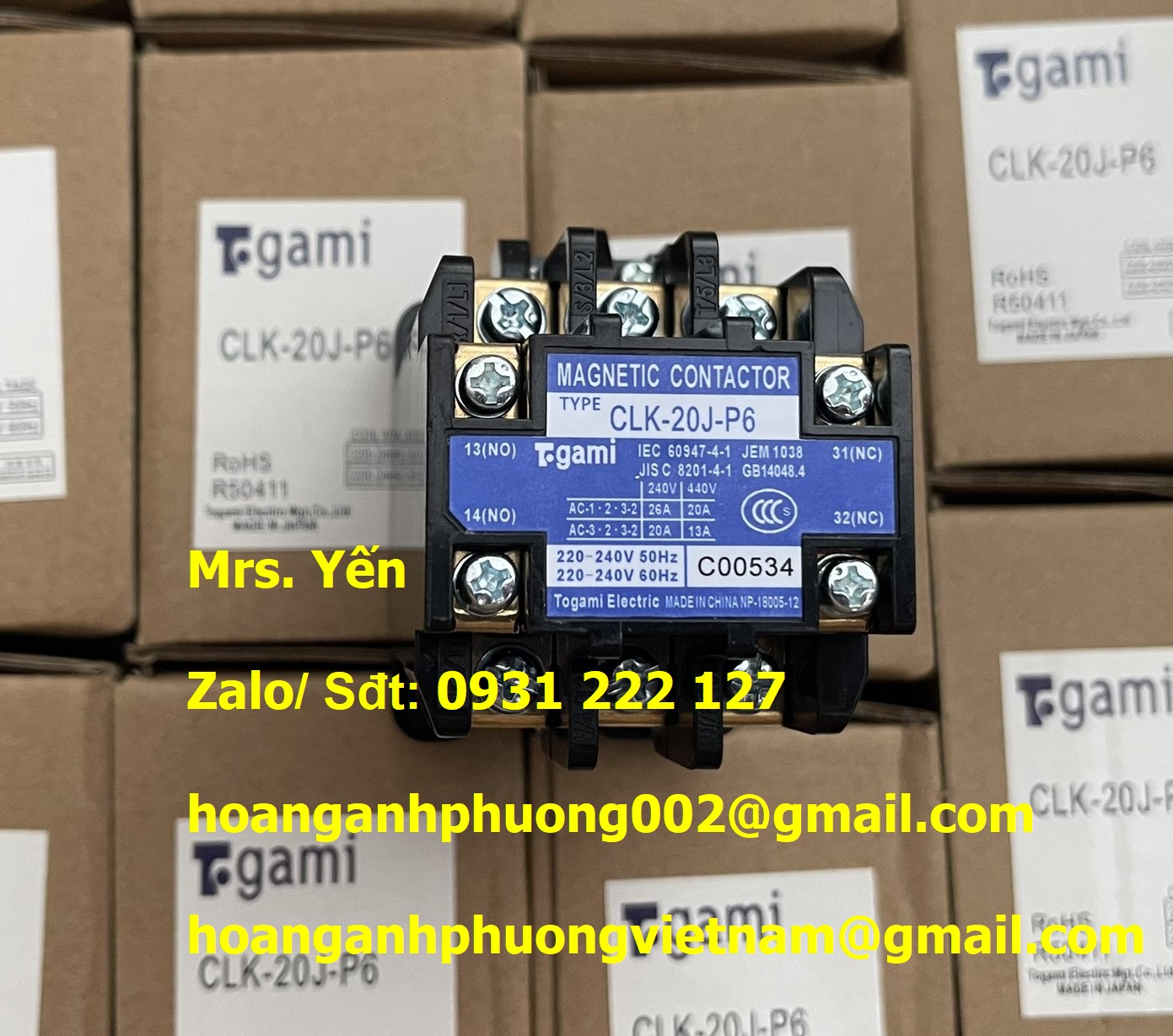 CKL-20J-P6 Contactor Togami chính hãng giá rẻ toàn quốc