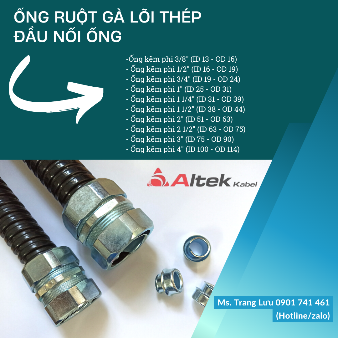 Phân phối ống ruột gà lõi thép luồn dây điện