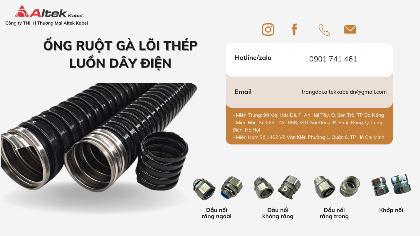 Ống ruột gà lõi thép luồn dây điện phân phối sỉ lẻ