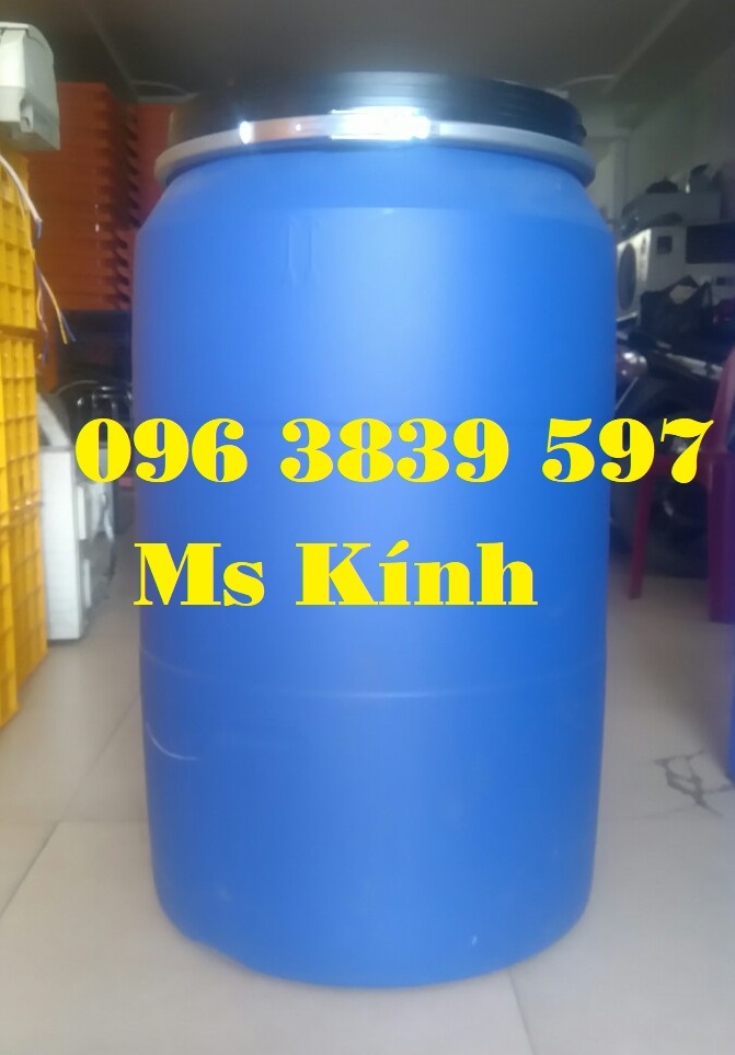 Bán thùng phuy nhựa 200 lít nắp mở đai sắt, thùng phi đựng hóa chất
