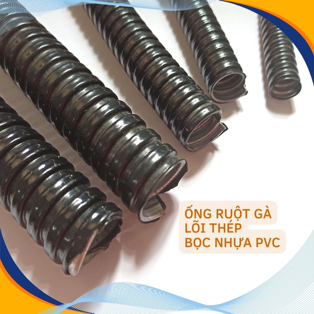 Ống ruột gà lõi thép bọc nhựa PVC luồn dây điện