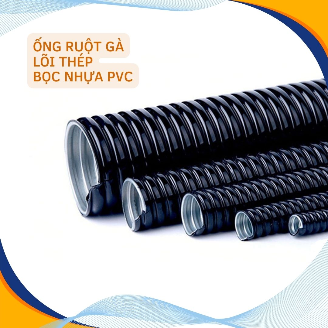 Ống ruột gà lõi thép bọc nhựa PVC luồn dây điện