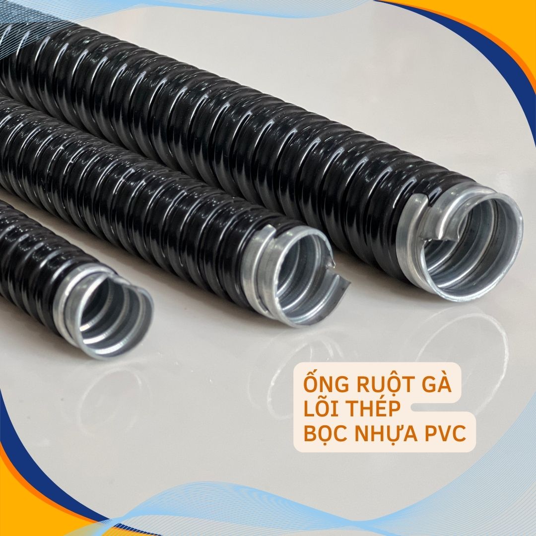 Ống ruột gà lõi thép bọc nhựa PVC luồn dây điện