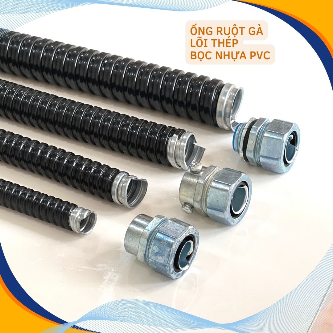 Ống ruột gà lõi thép bọc nhựa PVC luồn dây điện