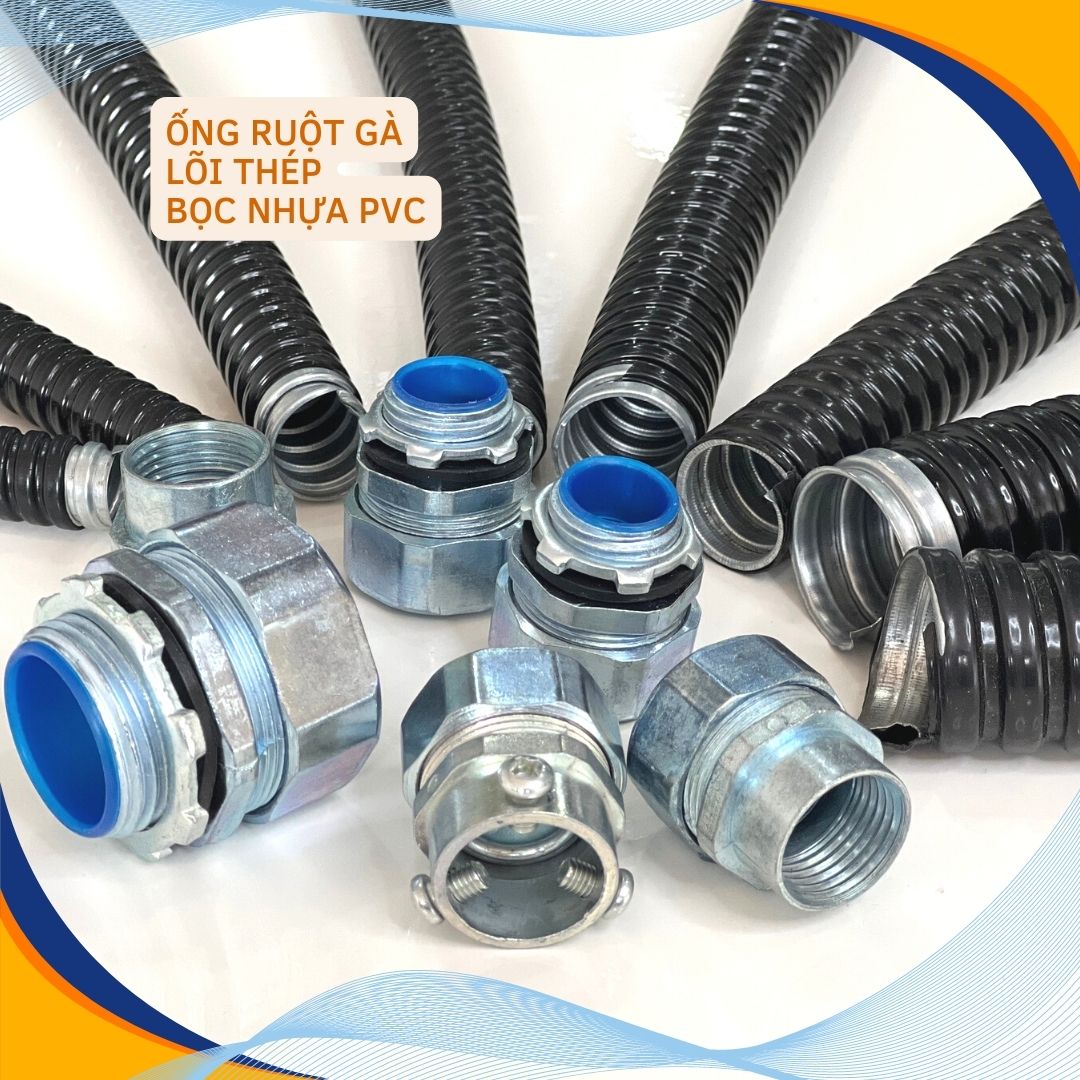 Ống ruột gà lõi thép bọc nhựa PVC luồn dây điện