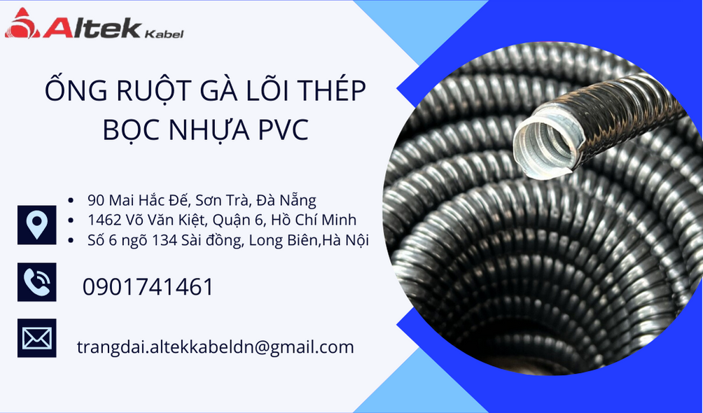 Ống ruột gà lõi thép bọc nhựa pvc giá tốt tại Đà Nẵng, Hà Nội, HCM