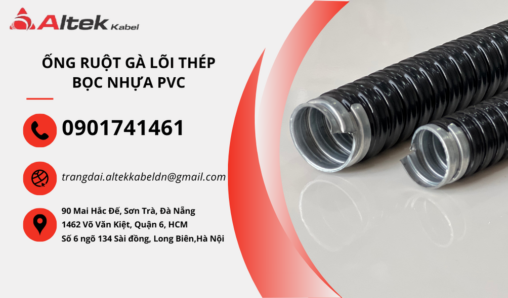 Ống ruột gà lõi thép bọc nhựa pvc giá tốt tại Đà Nẵng, Hà Nội, HCM