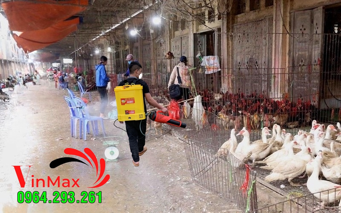 Máy phun cloramin B khử trùng chuồng nuôi gia cầm tại Cẩm Khê Phú Thọ