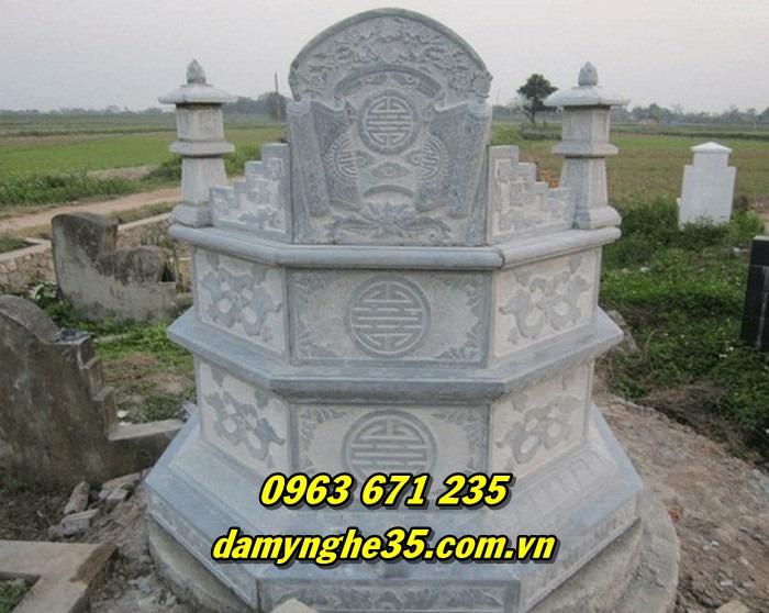 Mẫu mộ bát giác bằng đá đẹp chuẩn phong thủy nhất hiện nay