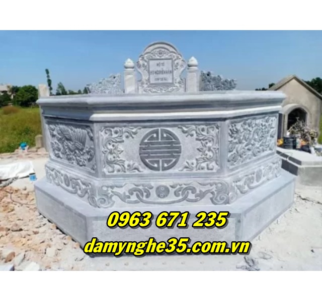 Mẫu mộ bát giác bằng đá đẹp chuẩn phong thủy nhất hiện nay