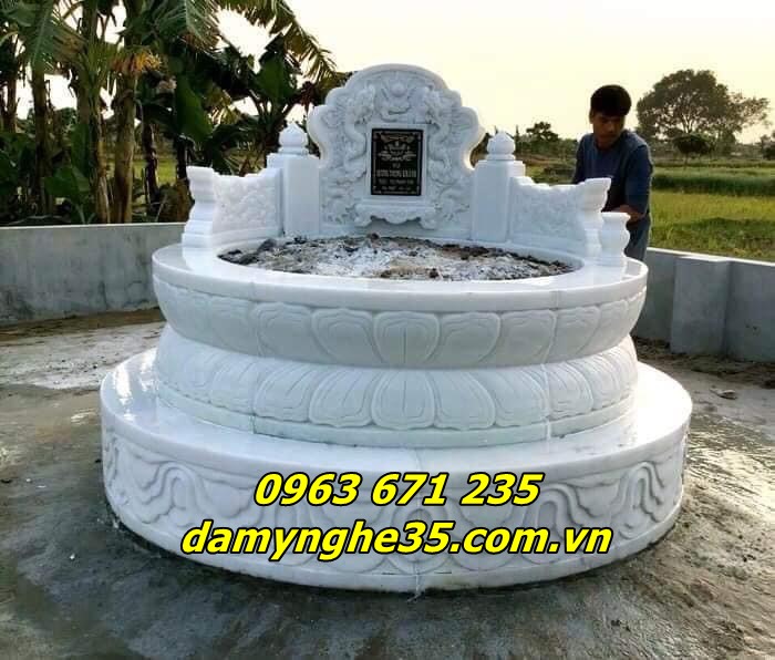 Mẫu mộ tròn bằng đá trắng bán trên toàn quốc