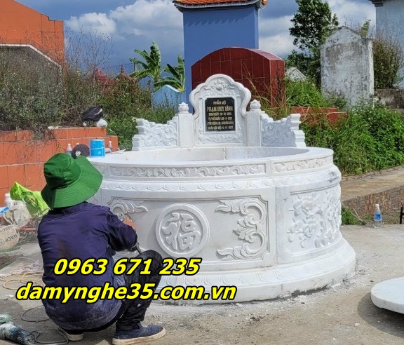 Mẫu mộ tròn bằng đá trắng bán trên toàn quốc