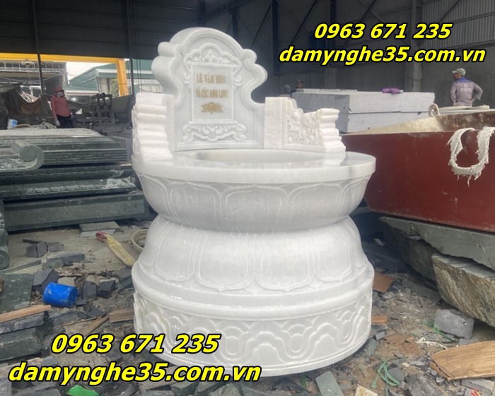 Mẫu mộ tròn bằng đá trắng bán trên toàn quốc