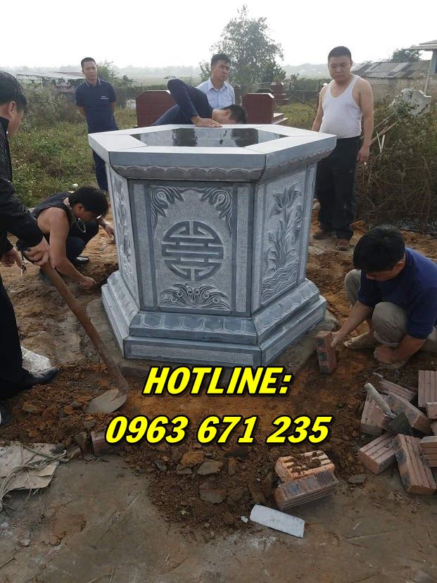 Mẫu mộ lục giác bằng đá nguyên khối đẹp bán tại Vĩnh