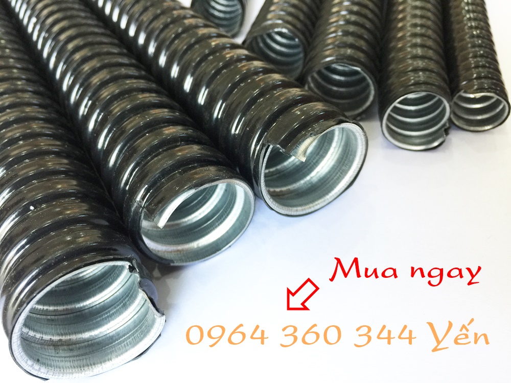 Ruột gà luồn dây điện tráng kẽm bọc nhựa PVC đen