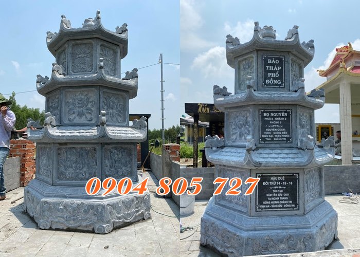 Mẫu mộ tháp đá để tro cốt tại Tiền Giang