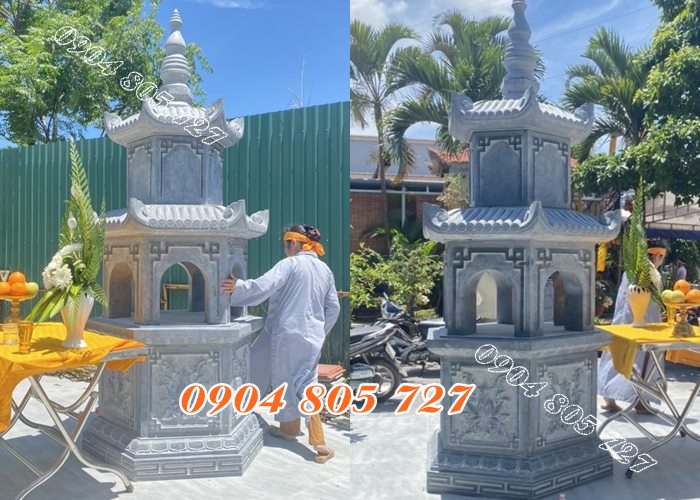 Mẫu mộ tháp đá để tro cốt tại Tiền Giang
