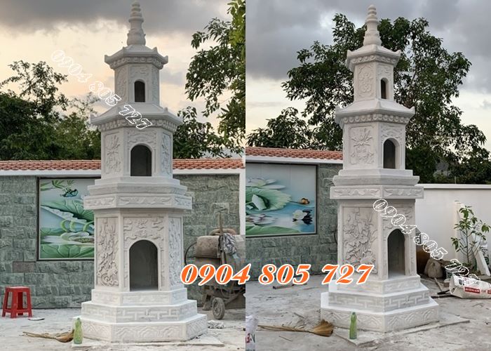Mẫu mộ tháp đá để tro cốt tại Tiền Giang