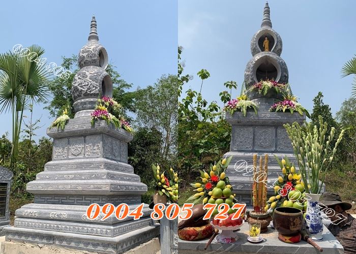 Mẫu mộ tháp đá để tro cốt tại Tiền Giang