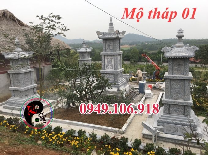 Xây mộ tháp đá tự nhiên để tro cốt.