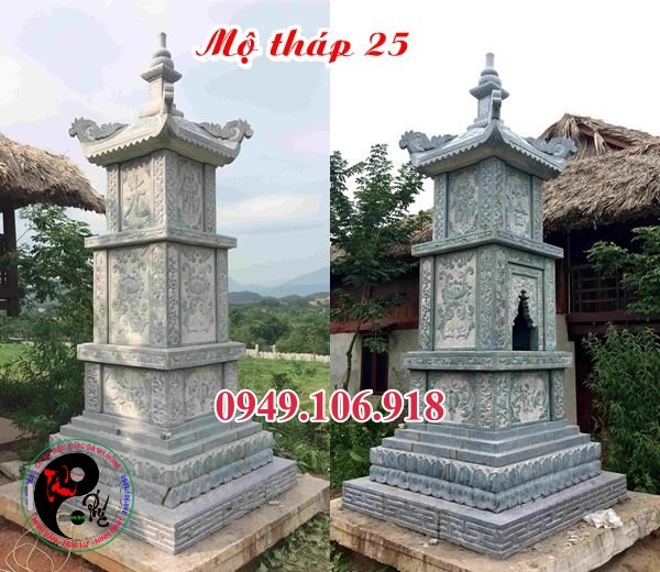 Xây mộ tháp đá tự nhiên để tro cốt.