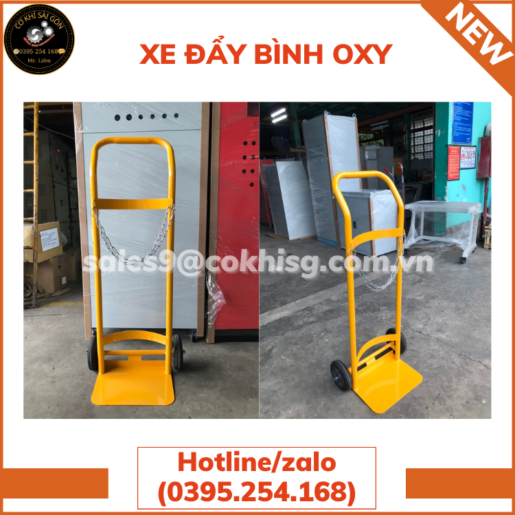 XE ĐẨY BÌNH OXY CHUYÊN DỤNG BẰNG THÉP SƠN TĨNH ĐIỆN