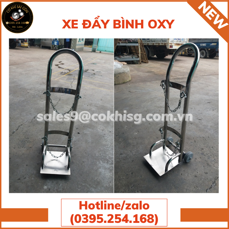 XE ĐẨY BÌNH OXY CHUYÊN DỤNG BẰNG THÉP SƠN TĨNH ĐIỆN