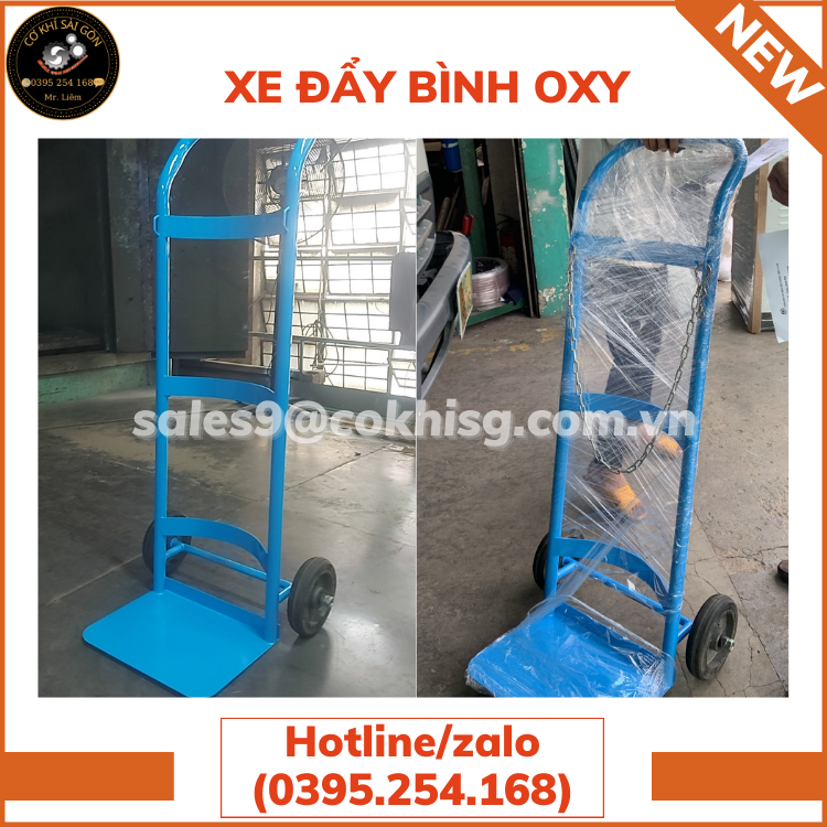 XE ĐẨY BÌNH OXY CHUYÊN DỤNG BẰNG THÉP SƠN TĨNH ĐIỆN