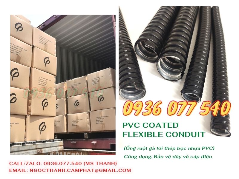 Ống ruột gà lõi thép bọc nhựa phi 1/2 (ID16 - OD19)