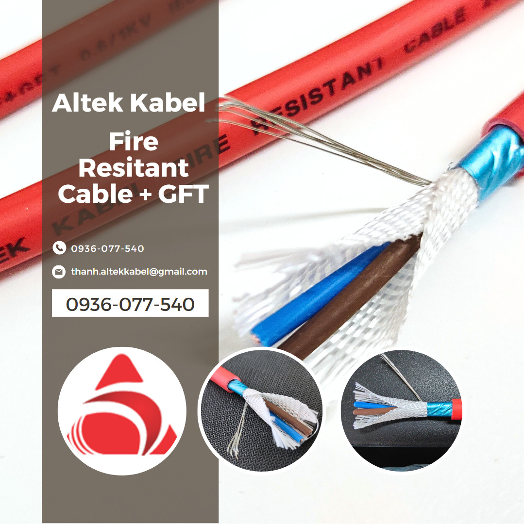 Cáp chống cháy Altek Kabel 2x1.5 MM2 + GFT sợi thủy tinh chịu nhiệt