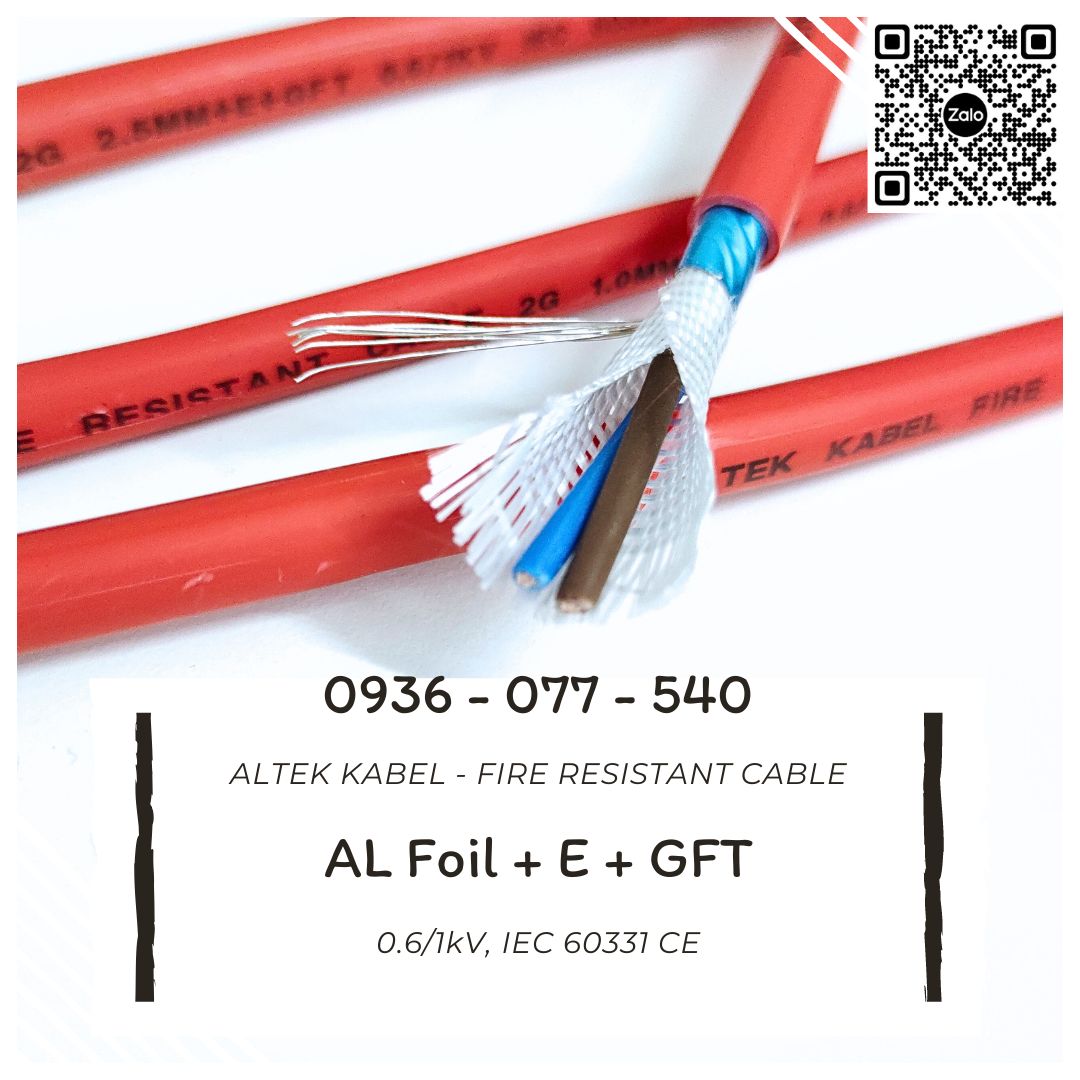 Cáp chậm cháy, báo cháy 2 x 2.5 mm2 + E + GFT