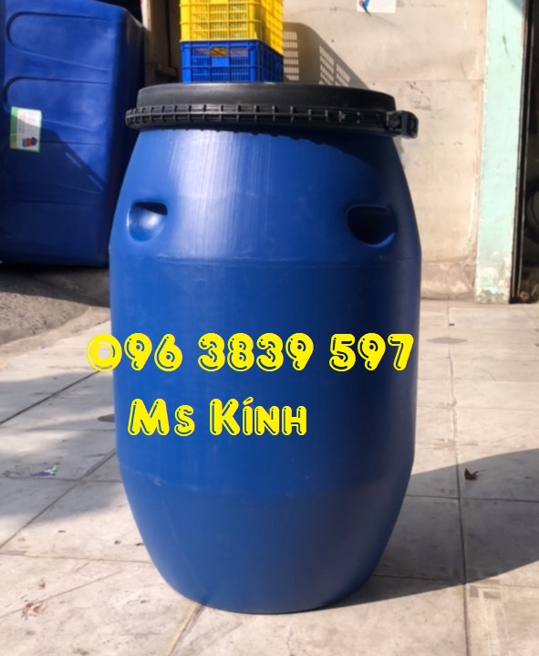 Thùng phuy nhựa 120 lít, thùng phi nhựa màu xanh có nắp - 0963839597