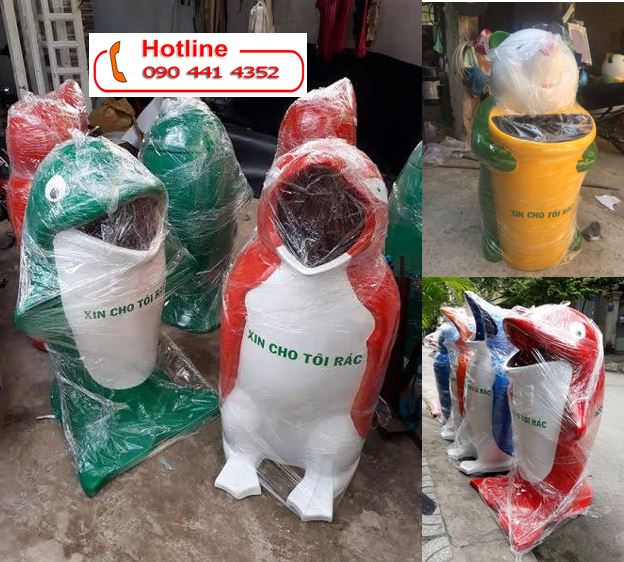 thùng rác hình con voi, thùng rác hình chim cánh cụt, thùng rác giá rẻ