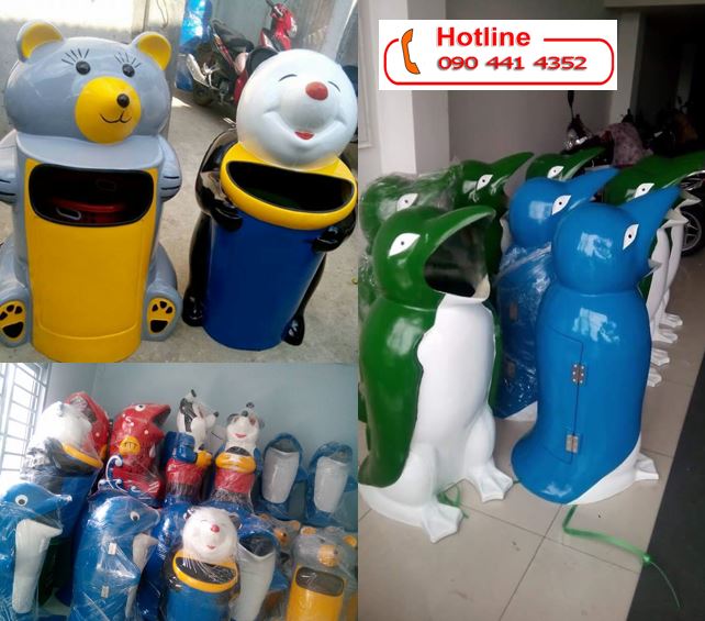 thùng rác hình con voi, thùng rác hình chim cánh cụt, thùng rác giá rẻ