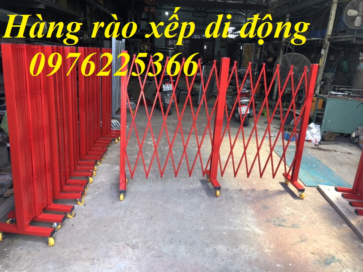 Hàng rào xếp sắt chữ T-Hàng rào xếp kéo tay di động