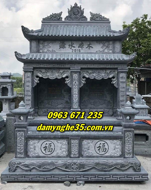 Mẫu mộ đôi bằng đá tự nhiên nguyên khối bán tại Đồng Nai