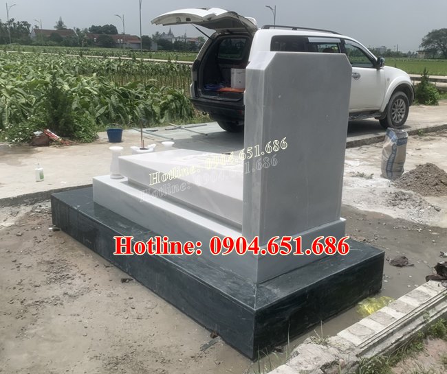 Lắp đặt mộ công giáo đá trắng đẹp tại Vĩnh Bảo Hải Phòng