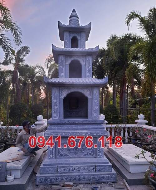 Mẫu 194 mộ tháp đá đẹp bán lạng sơn bảo tháp sư phật giáo hưng yên