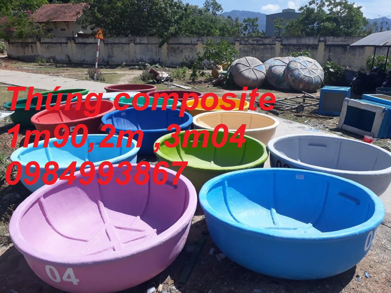 Thuyền Thúng Composite chèo tay có đủ màu sắc