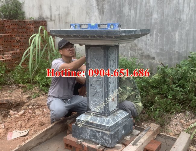 Lắp đặt bán thờ thiên ngoài trời đá xanh rêu đẹp tại Quảng Ninh